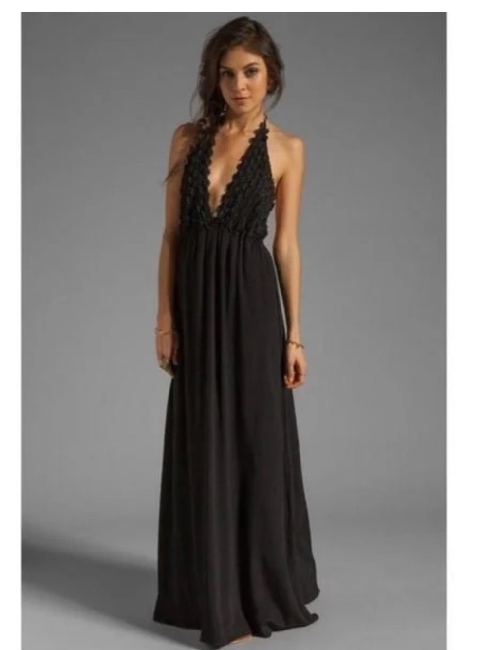 For love and lemons Camila Black Halter Maxi Dress